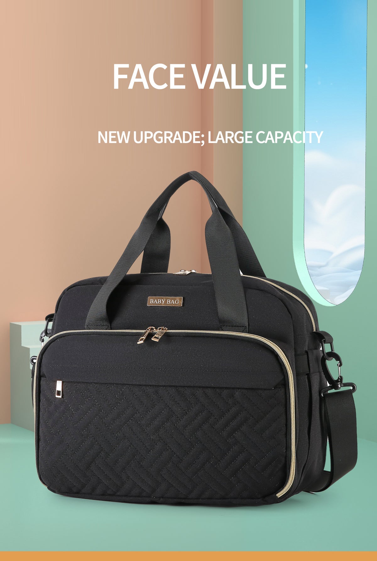 Embroidered thread slung mommy bag（2410）